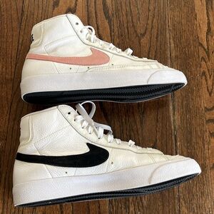 Women's Nike White Pink & Black High-Top Sneakers
